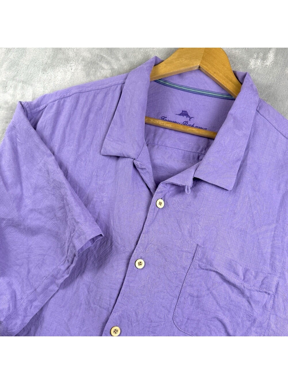 Tommy Bahama Men Short Sleeve Button Up Shirt 3XLB Purple Casual 100%Silk Resort